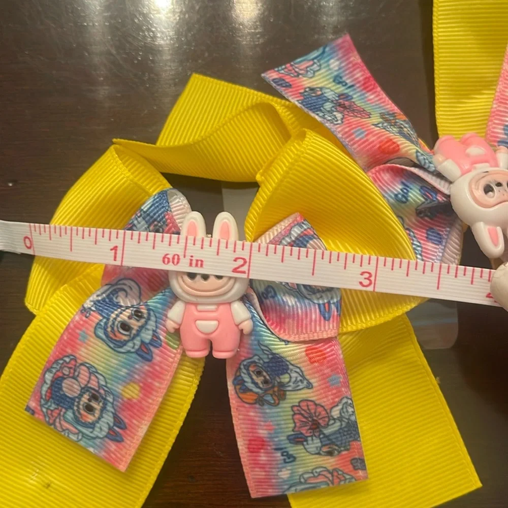 Colorful labubu monster Cartoon Hair Bows nwt set of two